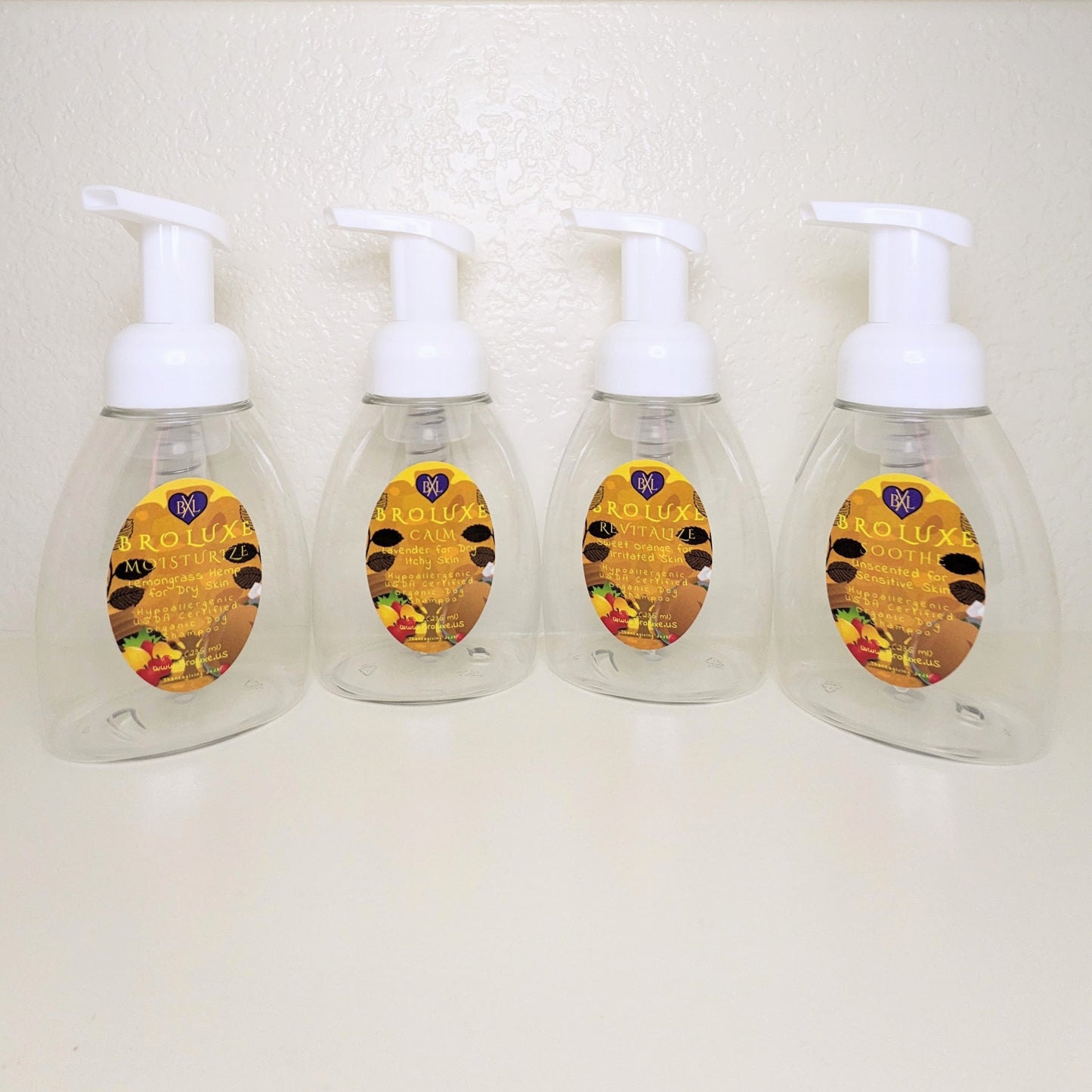 BROLUXE XL American Bully Foamer Pump PET Thanksgiving Clear Plastic Bottle 8oz (Empty) MOISTURIZE, CALM, REVITALIZE, SOOTHE