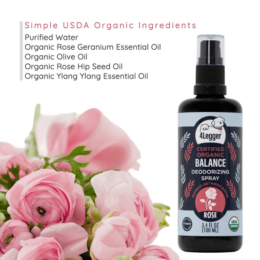 Broluxe Ltd. Co. XL American Bully 4-Legger BALANCE - Deodorizing Spray - Rose - USDA Certified Organic
