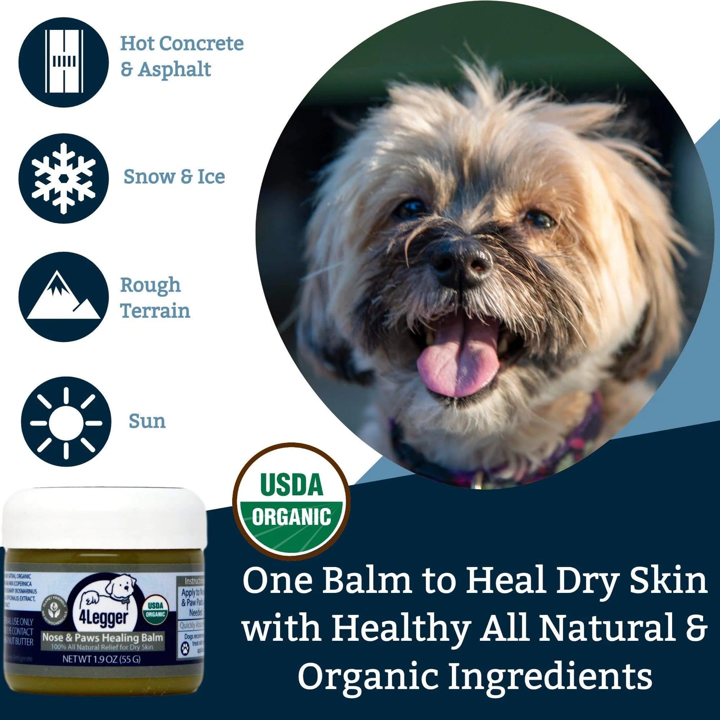 Broluxe Ltd. Co. XL American Bully 4-Legger Healing Balm for Dog Nose and Paw Pads with SPF 15 - USDA Certified Organic
