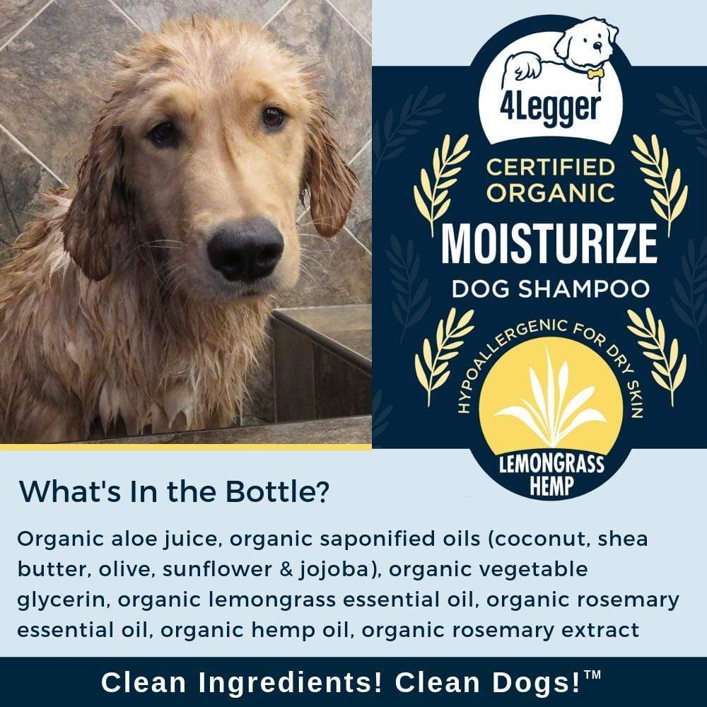 Broluxe Ltd. Co. XL American Bully 4-Legger MOISTURIZE - Dog Shampoo for Dry Skin - Lemongrass Hemp - USDA Certified Organic