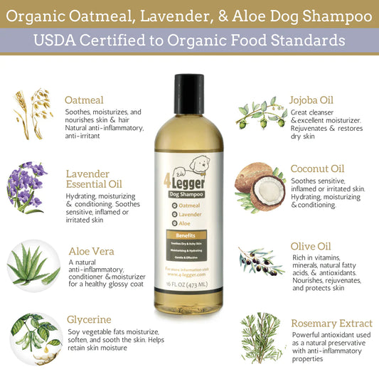 Broluxe Ltd. Co. XL American Bully 4-legger Dog Shampoo Oatmeal with Lavender and Aloe Certified to USDA Organic Food Standards