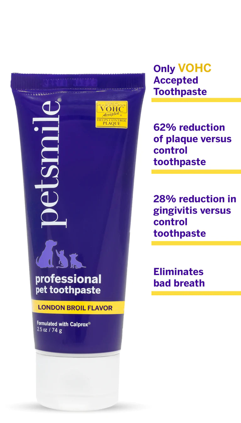 Broluxe Ltd. Co. XL American Bully Petsmile Professional Pet Toothpaste - London Broil Flavor - VOHC Registered Seal