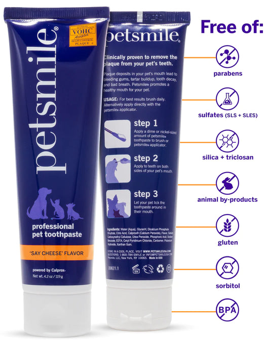 Broluxe Ltd. Co. XL American Bully Petsmile Professional Pet Toothpaste - Say Cheese Flavor - VOHC Registered Seal