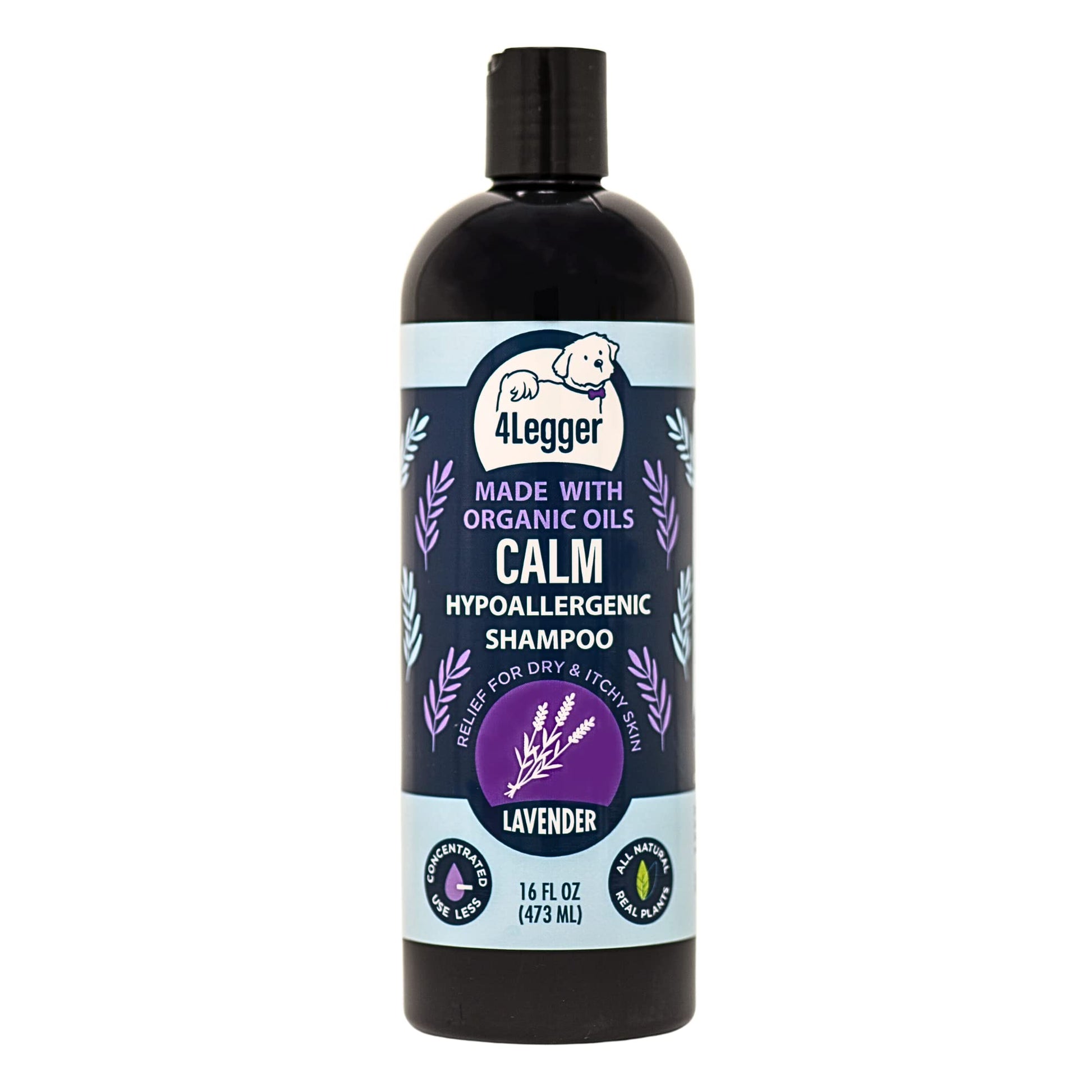 Broluxe Ltd. Co. XL American Bully 4-Legger CALM - Dog Shampoo for Dry Itchy Skin - Lavender with Calendula and St. John's Wort 16oz - USDA Certified Organic