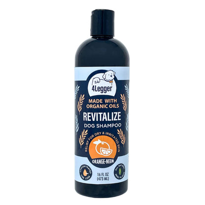 Broluxe Ltd. Co. XL American Bully 4-Legger REVITALIZE - Dog Shampoo for Irritated Skin - Neem with Sweet Orange Essential Oil for Natural Pest Deterrent 16oz - USDA Certified Organic