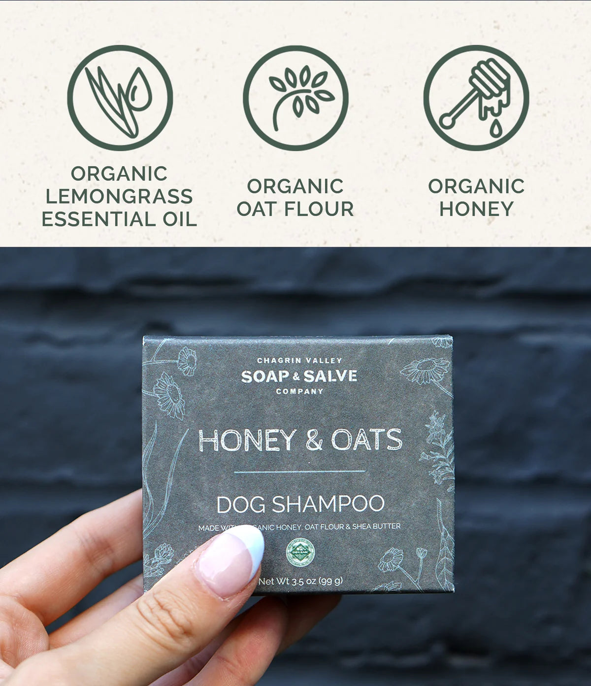 Broluxe Ltd. Co. XL American Bully Chagrin Valley - Dog Shampoo Bar - Honey & Oats - USDA Certified Organic