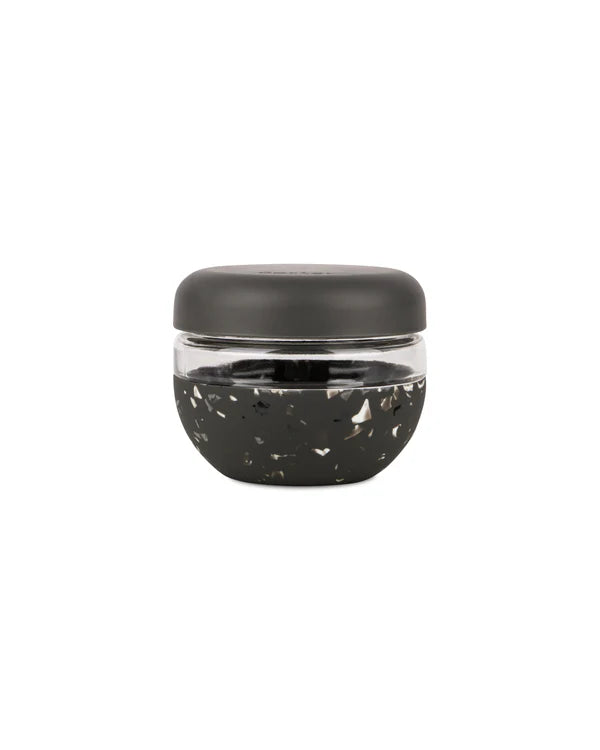 Broluxe Ltd. Co. XL American Bully W&P Glass Bowl Silicone Leakproof Lid Black Confetti - 16 oz
