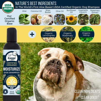 Broluxe Ltd. Co. XL American Bully 4-Legger MOISTURIZE - Dog Shampoo for Dry Skin - Lemongrass Hemp - USDA Certified Organic