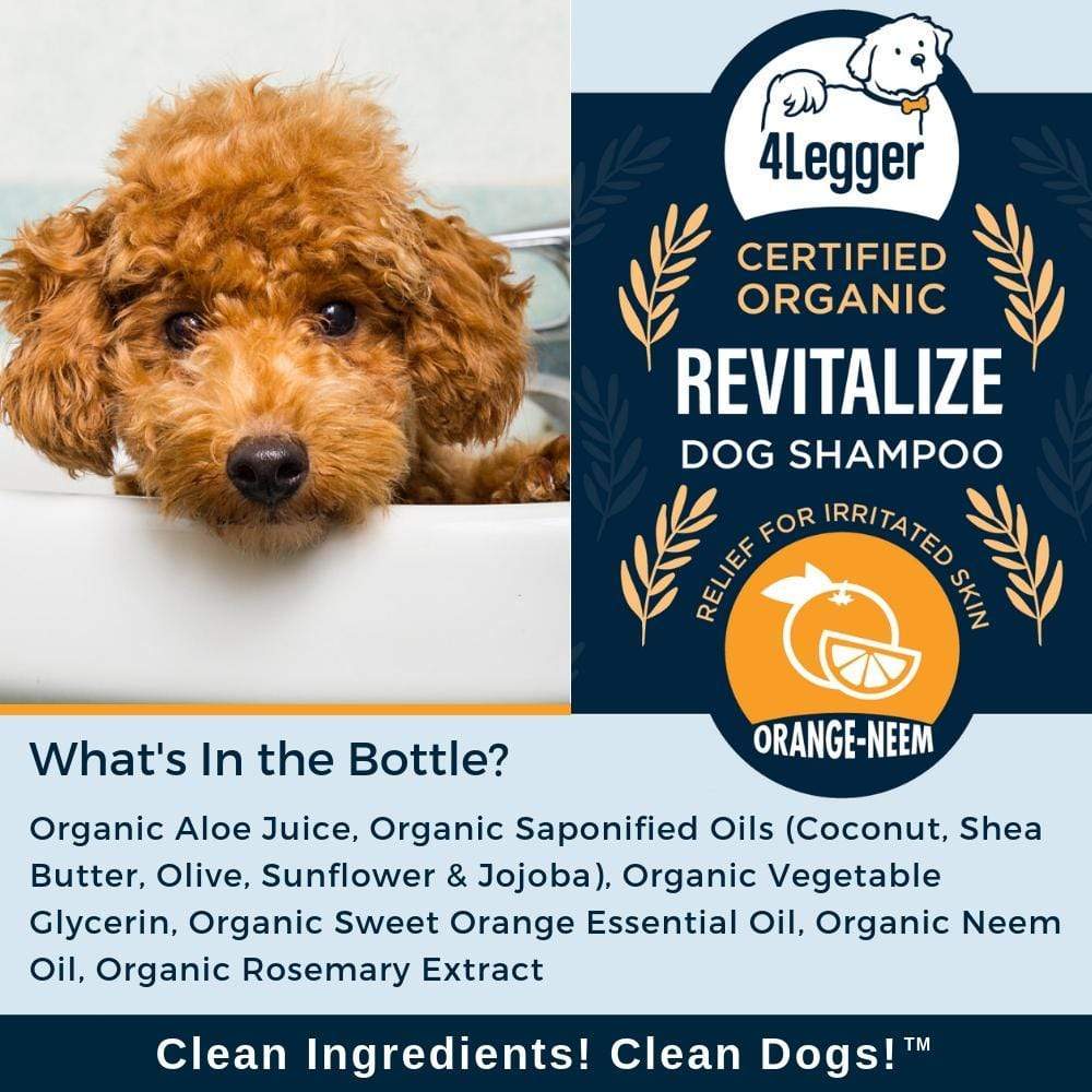 Broluxe Ltd. Co. XL American Bully 4-Legger REVITALIZE - Dog Shampoo for Irritated Skin - Neem with Sweet Orange Essential Oil for Natural Pest Deterrent - USDA Certified Organic
