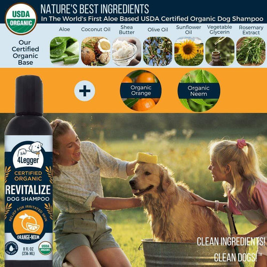 Broluxe Ltd. Co. XL American Bully 4-Legger REVITALIZE - Dog Shampoo for Irritated Skin - Neem with Sweet Orange Essential Oil for Natural Pest Deterrent - USDA Certified Organic
