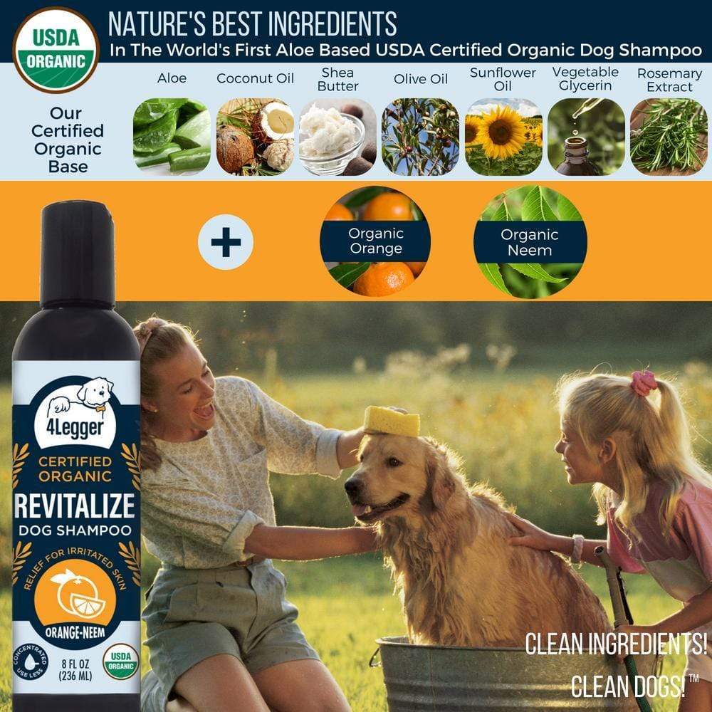 Broluxe Ltd. Co. XL American Bully 4-Legger REVITALIZE - Dog Shampoo for Irritated Skin - Neem with Sweet Orange Essential Oil for Natural Pest Deterrent - USDA Certified Organic