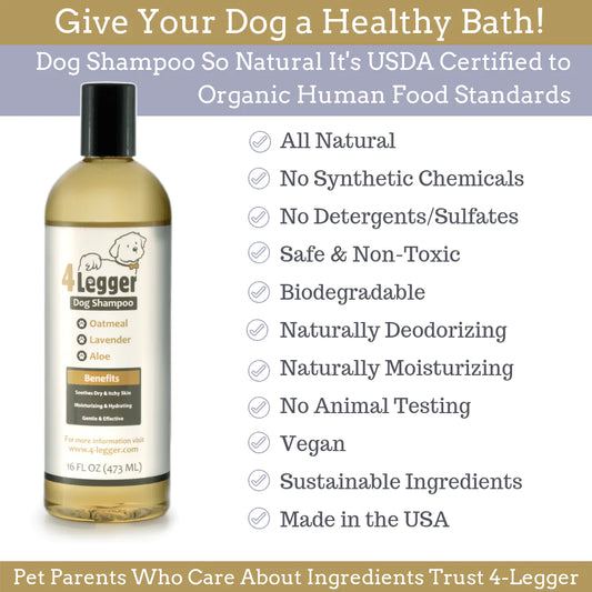 Broluxe Ltd. Co. XL American Bully 4-legger Dog Shampoo Oatmeal with Lavender and Aloe Certified to USDA Organic Food Standards